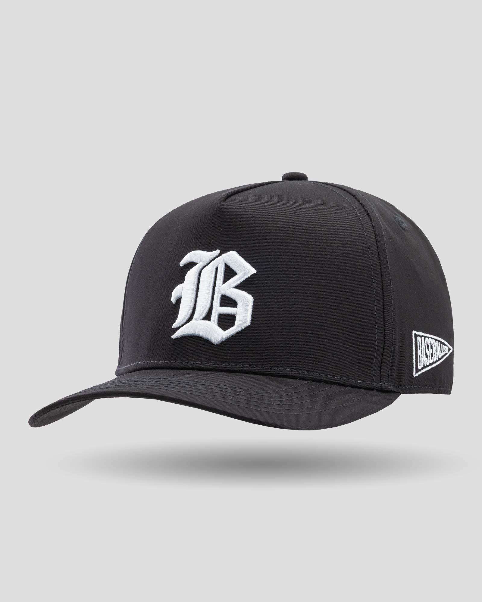 Baseballism Old English Home Plate B Five Panel Cap - Black