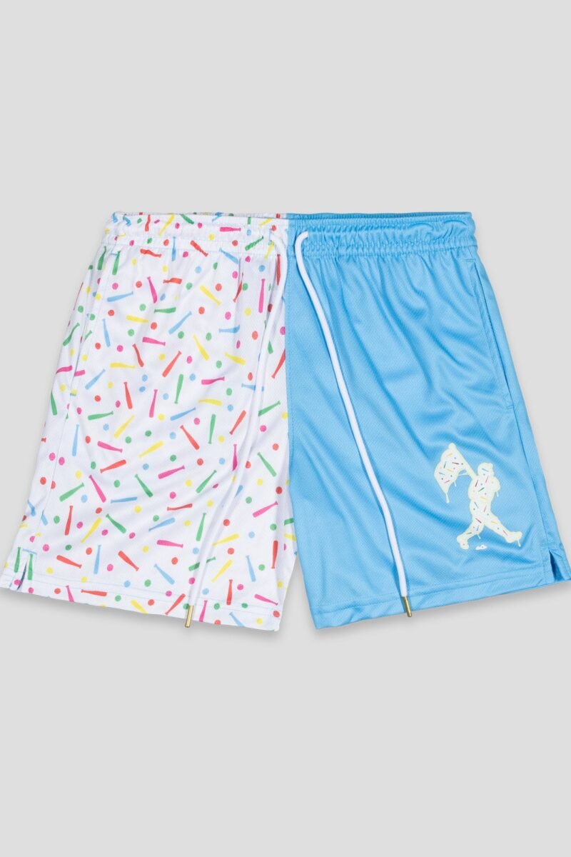 Batter Up Bakery Confetti Cupcake Diamond Air Mesh Shorts (Light Blue) - Youth