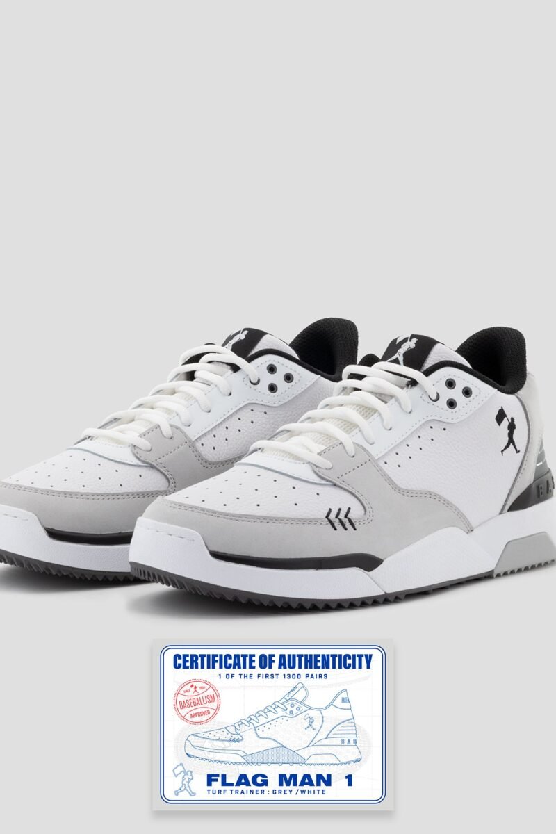 Baseballism Flag Man 1 Turf Trainer With Certificate Of Authenticity - Space Grey And White
