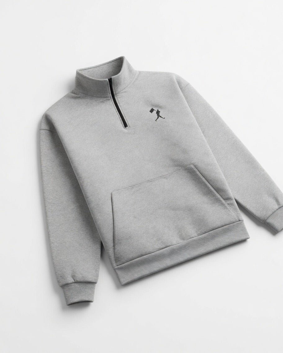 Legacy Flag Man Sponge Fleece Quarter Zip - Athletic Grey